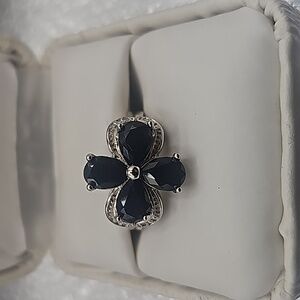 Onyx and diamond ring